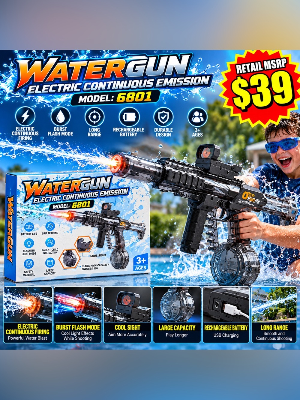 RED 6801 Electric Water Gun